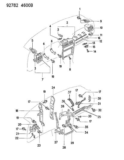 1994 Dodge Colt Instrument Panel Diagram 1 - Thumbnail