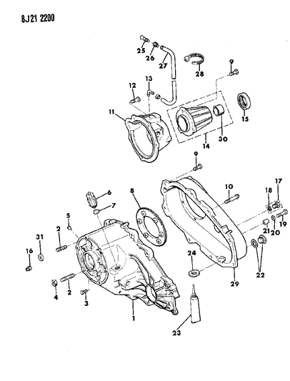 1990 Jeep Wrangler Case, Extension & Miscellaneous Parts Diagram 2 - Thumbnail