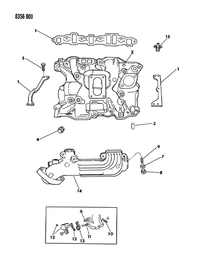 1989 Dodge Ramcharger Exhaust Manifold Diagram for 4483939