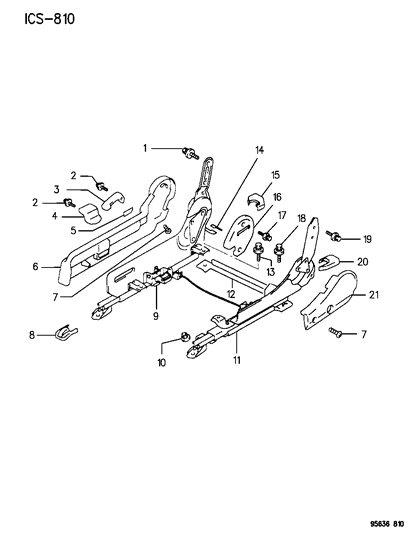 1995 Chrysler Sebring Knob, Front Seat (Walk - In) Diagram for MR140156