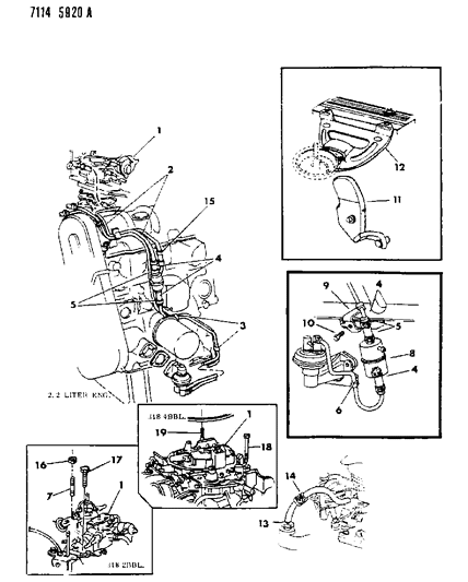 1987 Dodge Aries Carburetor Fuel Filter & Related Parts Diagram 1 - Thumbnail