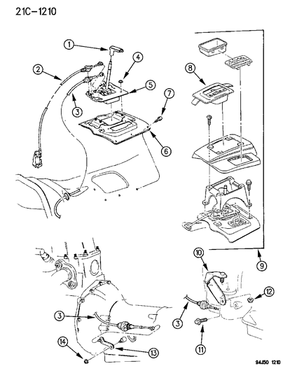 1996 Jeep Grand Cherokee Controls , Gearshift , Floor Mounted Diagram 1 - Thumbnail