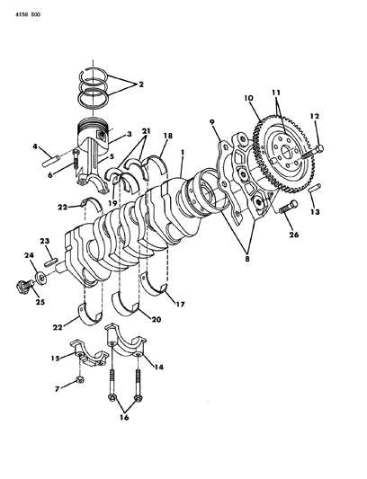 1984 Dodge Rampage Crankshaft, Connecting Rod, Pistons, Rings, Flywheel Diagram 2 - Thumbnail