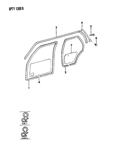 1992 Dodge Monaco Weatherstrip, Front Door Diagram for 4520386