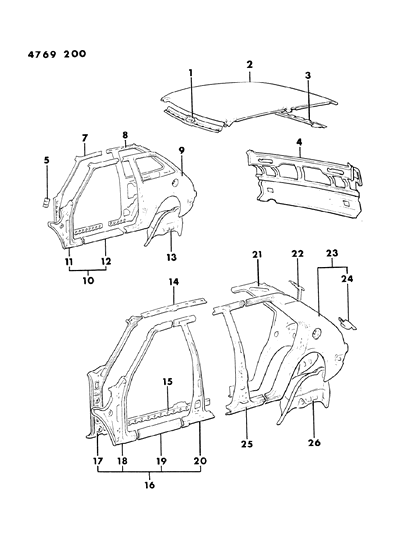 1984 Dodge Colt Body - Sheet Metal Diagram 2 - Thumbnail