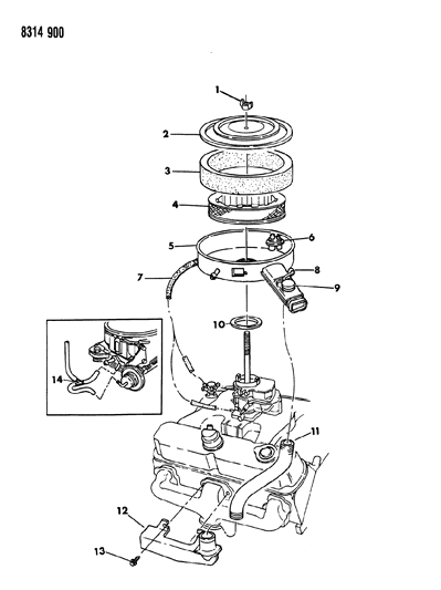 1988 Dodge Ram Wagon Air Cleaner Diagram 3 - Thumbnail