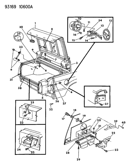 1993 Chrysler New Yorker Salon Deck Lid & Fuel Filler Door Diagram