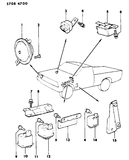 1985 Dodge Ram 50 Horn - Relay - Flasher Diagram 1 - Thumbnail