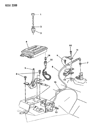 1986 Chrysler LeBaron Base Controls, Gearshift, Floor Shaft Diagram 1 - Thumbnail