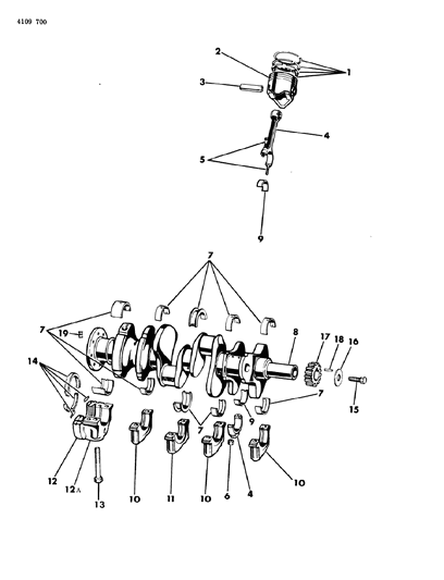 1984 Dodge Diplomat Bearing Package, Connecting Rod for Police Engine, Standard Diagram for 4186120
