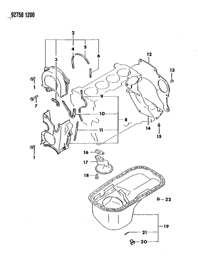 1992 Dodge Colt Upper Cover Gasket Diagram for MD191946