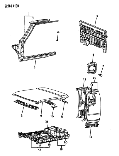 1993 Dodge Ram 50 Floor Pan & Sheet Metal Diagram