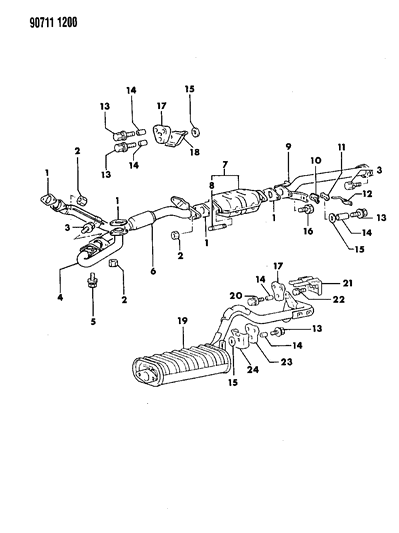 1990 Dodge Ram 50 Exhaust System Diagram 2 - Thumbnail