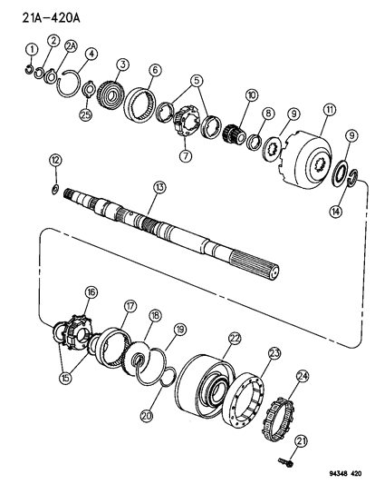 1994 Dodge Ram Wagon Gear Train & Output Shaft Diagram 1 - Thumbnail