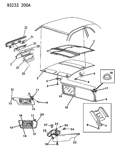 1993 Chrysler LeBaron Visor, Sub - Assembly (For Illuminated Vanity Mirror) Diagram for HP54MMA