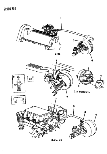 1992 Chrysler LeBaron Sedan Booster, Power Brake Diagram