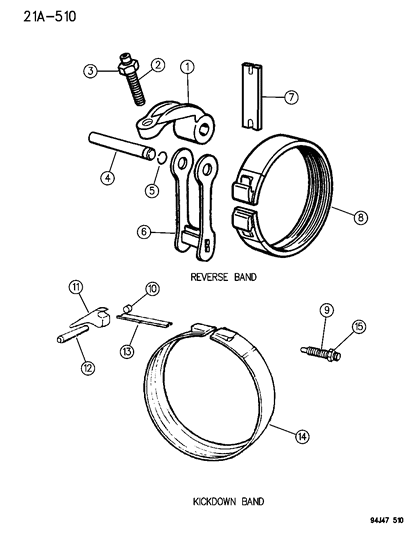 1995 Jeep Wrangler Bands , Reverse & Kickdown With Linkage Diagram 1 - Thumbnail