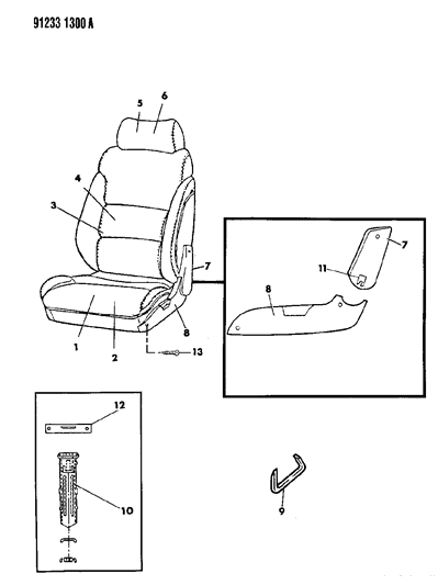 1991 Chrysler LeBaron GTC Front Seat Diagram 2 - Thumbnail