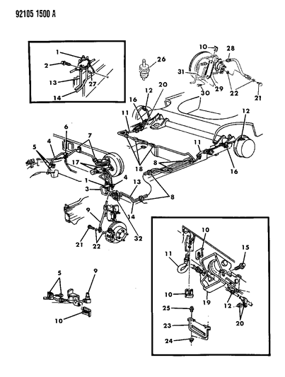1992 Chrysler LeBaron Sedan Lines & Hoses, Brake Diagram 2 - Thumbnail