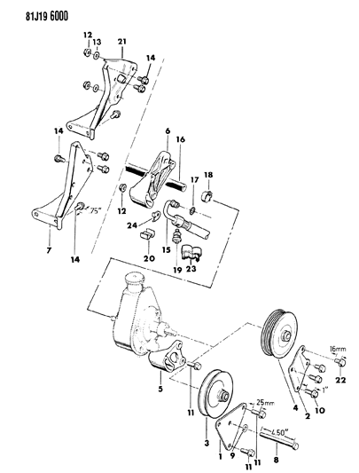 1986 Jeep Comanche Pump Mounting - Power Steering Diagram 2 - Thumbnail