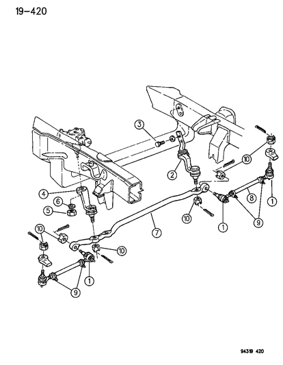 1994 Dodge Dakota Pitman Arm Diagram for 52007385