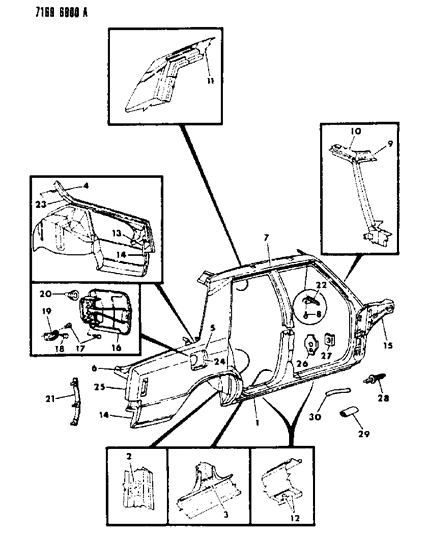 1987 Chrysler LeBaron Bezel Screw Diagram for 6032650