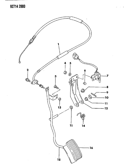 1992 Dodge Colt Pad, Accelerator Pedal (1996) Diagram for MB181266