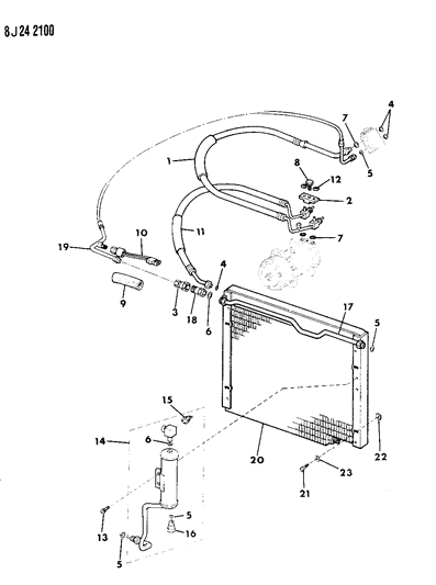 1990 Jeep Comanche Receiver/Drier, Condenser & Hoses Diagram 5 - Thumbnail