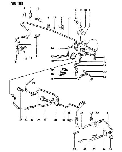 1987 Chrysler Conquest Lines & Hoses, Brake Diagram 2 - Thumbnail