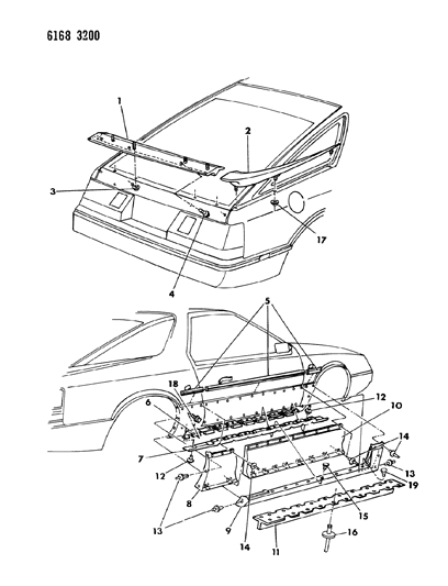 1986 Chrysler Laser Ground Effects Package - Exterior View Diagram 2 - Thumbnail