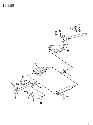 1993 Jeep Cherokee Exhaust System Diagram 2 - Thumbnail