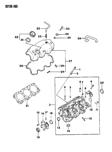 1990 Chrysler New Yorker Base Model Cylinder Head Diagram 2 - Thumbnail