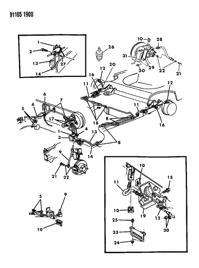 1991 Chrysler LeBaron Sedan Lines & Hoses, Brake Diagram 2 - Thumbnail