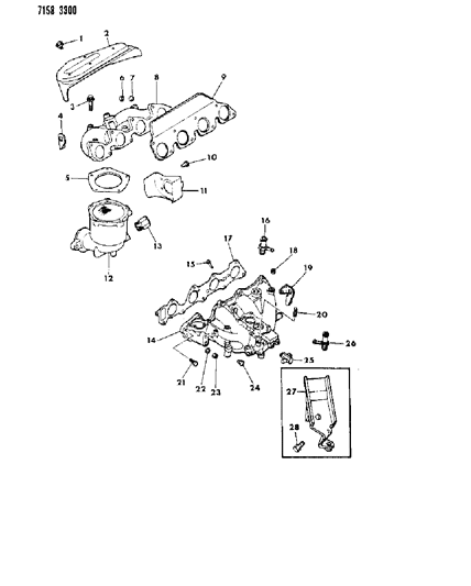 1987 Dodge Aries Manifolds - Intake & Exhaust Diagram 1 - Thumbnail