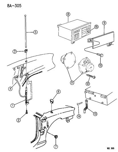 1996 Dodge Neon Mast Assembly, Antenna (Black ) (Female) Diagram for 4793629