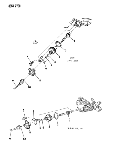 1989 Dodge D150 Cable, Speedometer With Pinion And Adapter of Automatic Transmission Diagram 1 - Thumbnail