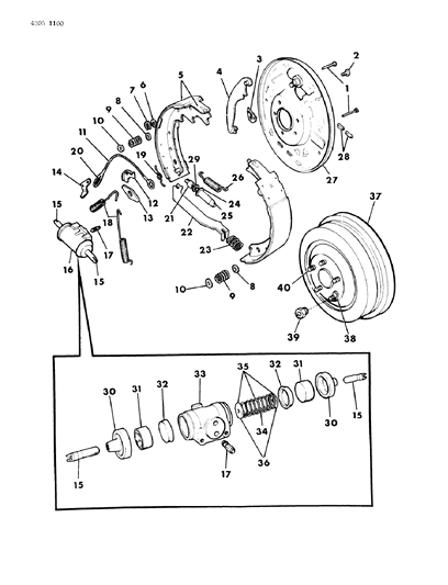 1984 Dodge Ram Wagon Brakes, Rear Diagram 2 - Thumbnail