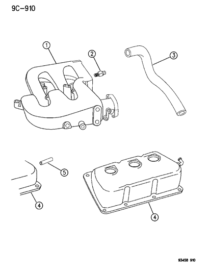 1993 Chrysler Concorde Tube, PCV Cylinder Head Cover To Manifold Plenum Diagram for 4573346