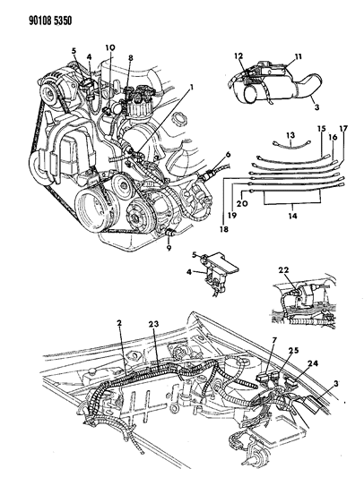 1990 Chrysler TC Maserati Wiring - Engine - Front End & Related Parts Diagram 1 - Thumbnail