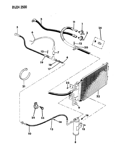 1984 Jeep J20 Receiver/Drier & Hoses Diagram 2 - Thumbnail