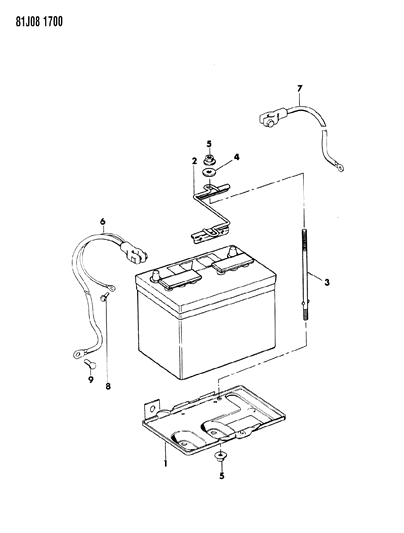 1986 Jeep J20 Battery Trays & Cables Diagram 3 - Thumbnail