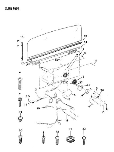 1987 Jeep Grand Wagoneer Regulator - Tailgate Glass Diagram 1 - Thumbnail