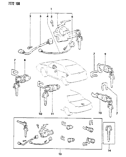 1987 Dodge Colt Ignition Lock Cylinder Diagram for MB364617