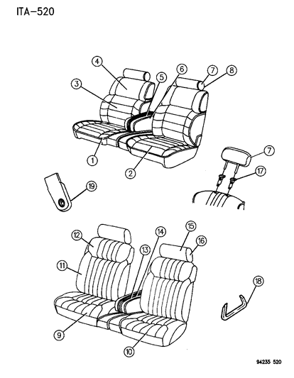 1994 Chrysler LeBaron Sedan Front Seat Diagram 2 - Thumbnail