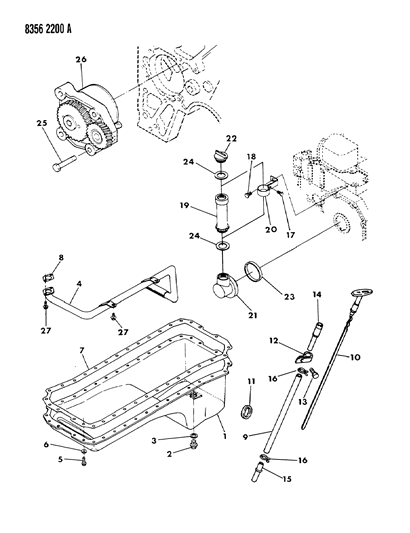 1989 Dodge D150 Engine Oiling Diagram 2 - Thumbnail