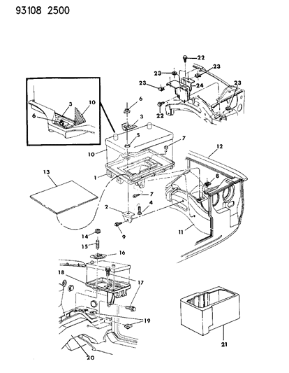 1993 Chrysler LeBaron GTC Battery Tray Diagram