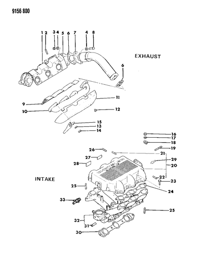 1989 Dodge Caravan Manifolds - Intake & Exhaust Diagram 2 - Thumbnail