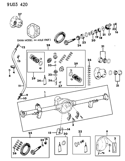 1992 Jeep Wrangler Housing & Differential, Rear Axle Diagram 3 - Thumbnail
