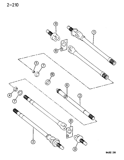 1995 Jeep Wrangler Shafts - Front Axle Diagram 2 - Thumbnail