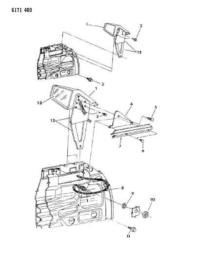 1986 Dodge Omni Mirror - Exterior Diagram 2 - Thumbnail